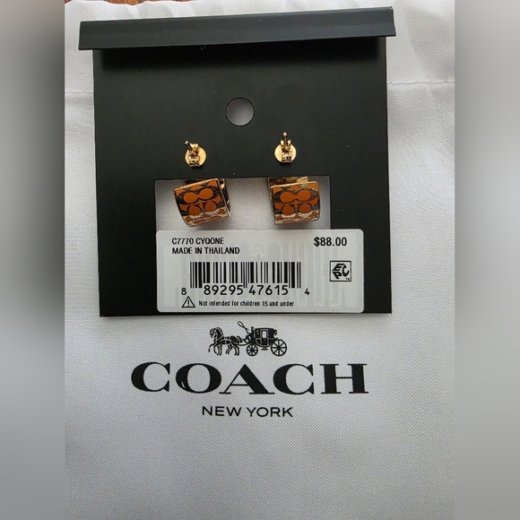 Coach Signature Enamel Huggie Earrings - Picture 5 of 6